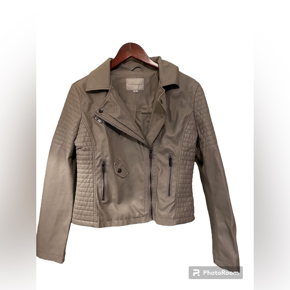 Wishlist Vegan Faux Leather Asymmetric Moto Jacket. Size Medium.